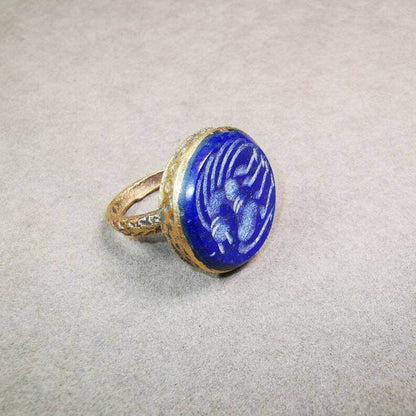 Old West Asian Ring,Made of Lapis Lazuli + Copper,From Pakistan - Tibetan Buddhist art, view 6
