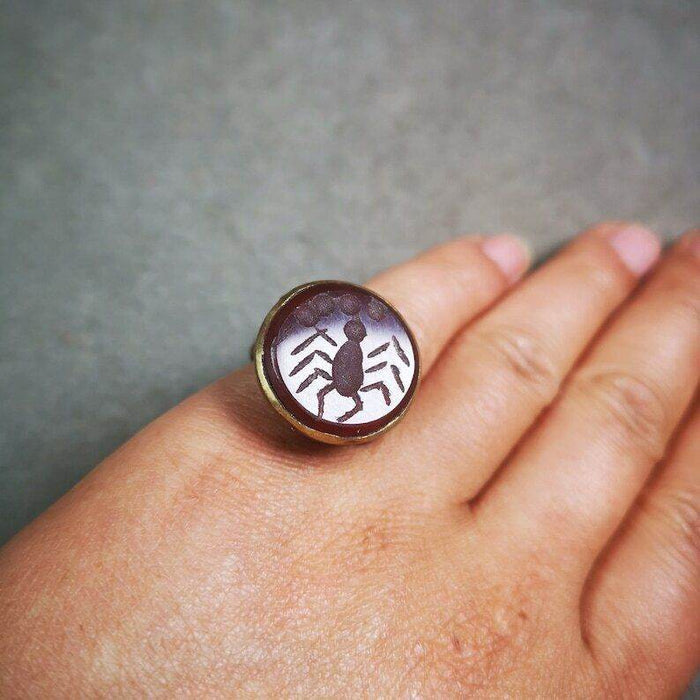 Old West Asian Ring,Made of Ruby and Copper,From Pakistan - Tibetan Buddhist art, front view