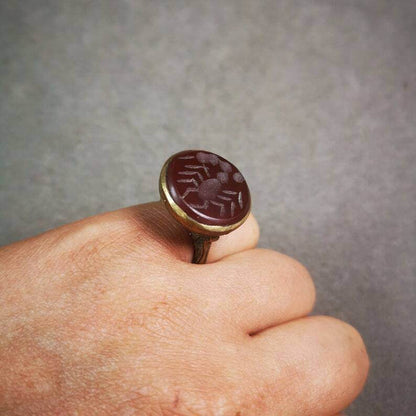 Old West Asian Ring,Made of Ruby and Copper,From Pakistan - Tibetan Buddhist art, view 5