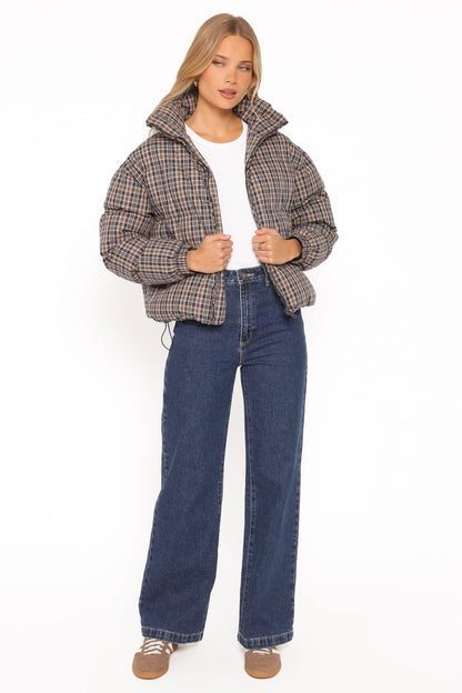 Chester Puffer Jacket - Brown Plaid