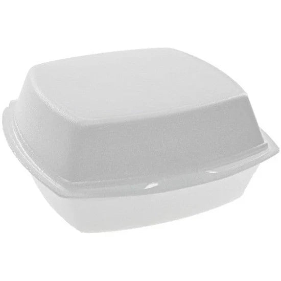 Pactiv Evergreen - 6" x 6" x 3" White PS Foam Hinged Lid Container, 500/Cs - YTH100800000