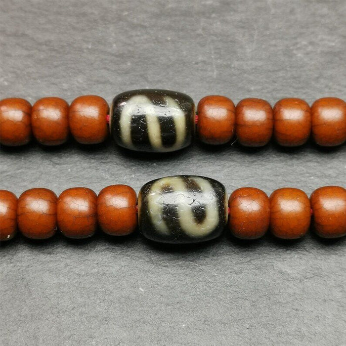 Pair of Dzi Bead 0.47" - Tibetan dzi bead, view 4