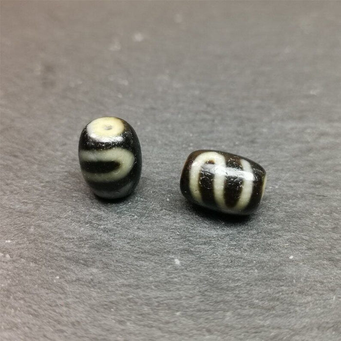 Pair of Dzi Bead 0.47" - Tibetan dzi bead, view 7