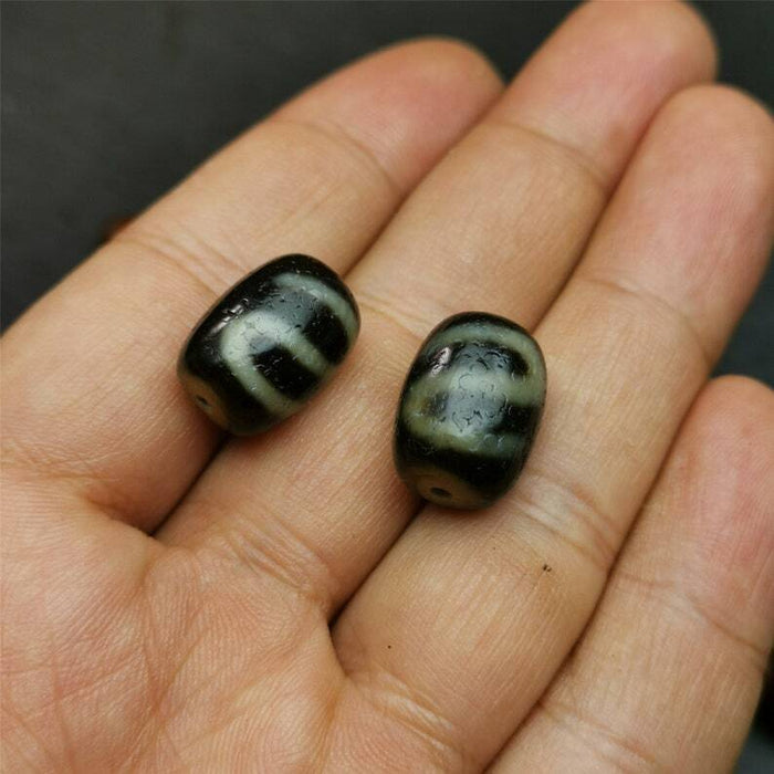 Pair of Dzi Bead 0.47" - Tibetan dzi bead, view 8