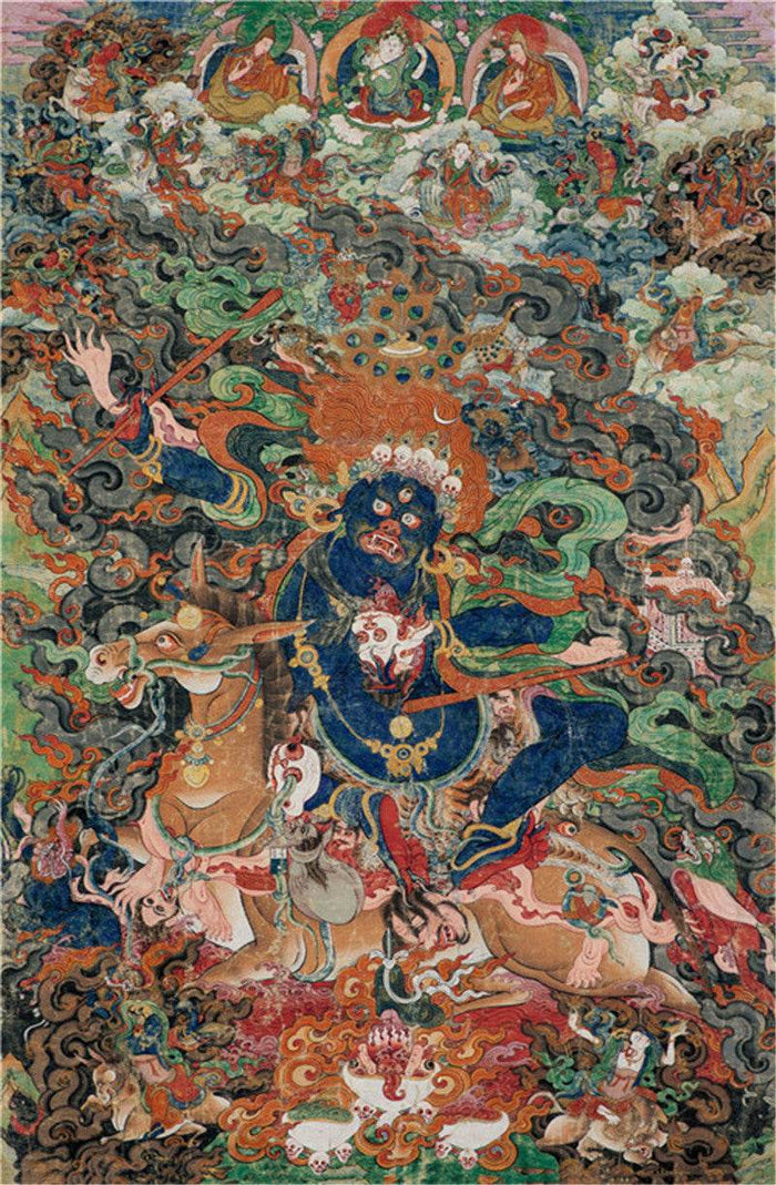 Palden Lhamo / Magzor Gyalmo / Shri Devi Image - Tibetan thangka painting, front view