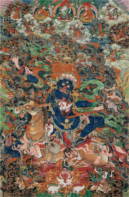 Palden Lhamo / Magzor Gyalmo / Shri Devi Image - Tibetan thangka painting, front view
