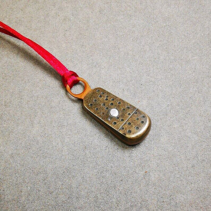 Pendant,Mantra Dot Charm Amulet 1.34" - Tibetan Buddhist amulet, detailed view