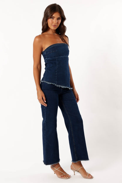 Carrie Wide Leg Jeans - Dark Denim