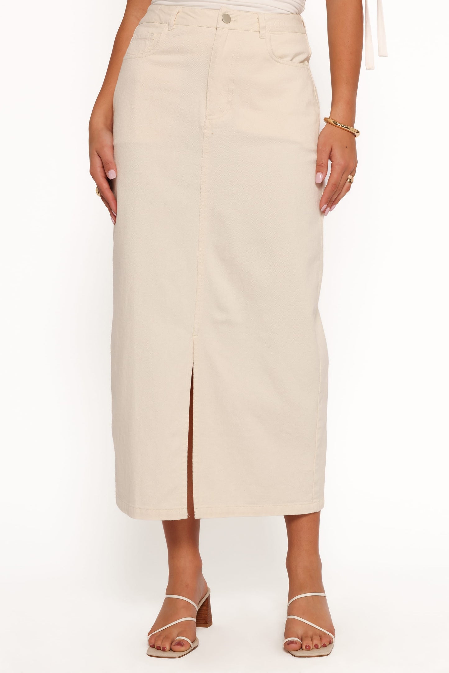 Dana Denim Midi Skirt - Cream
