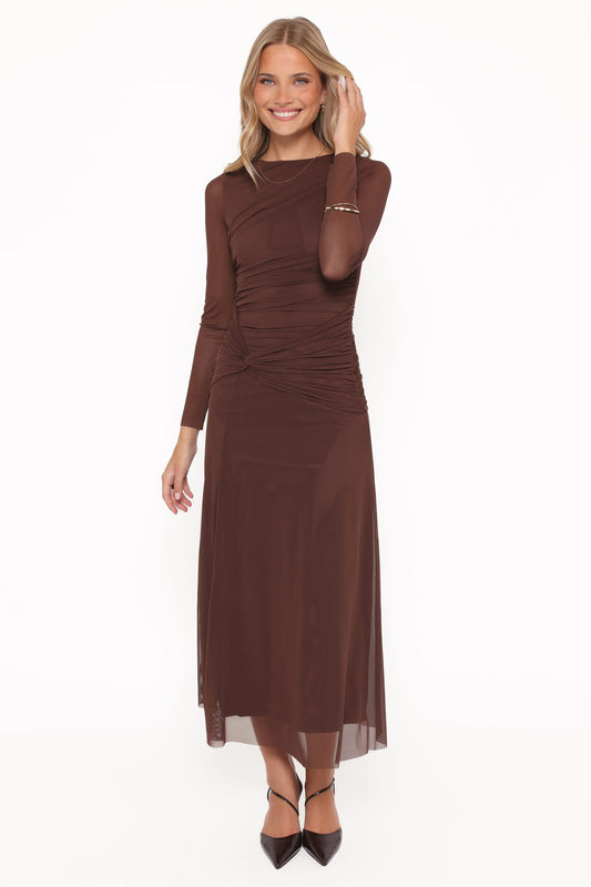 Colton Long Sleeve Maxi Dress - Brown