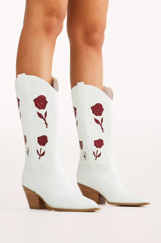 Arden Boot - White/Garnet