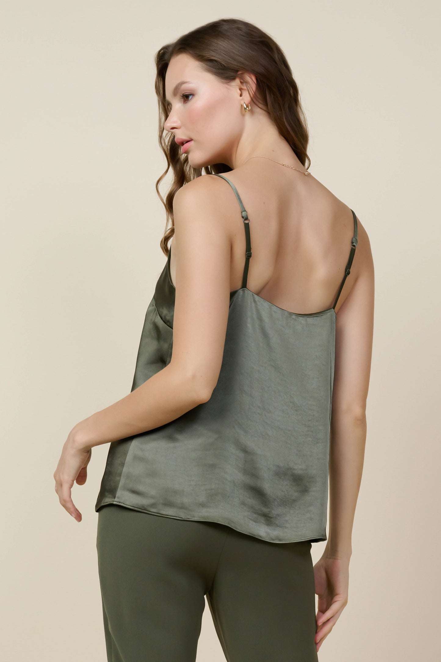 Brigid Lace Cami Top - Olive