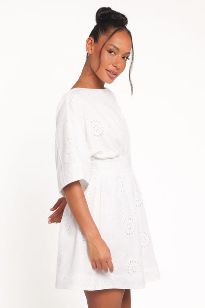 Camila Open Back Mini Dress - White