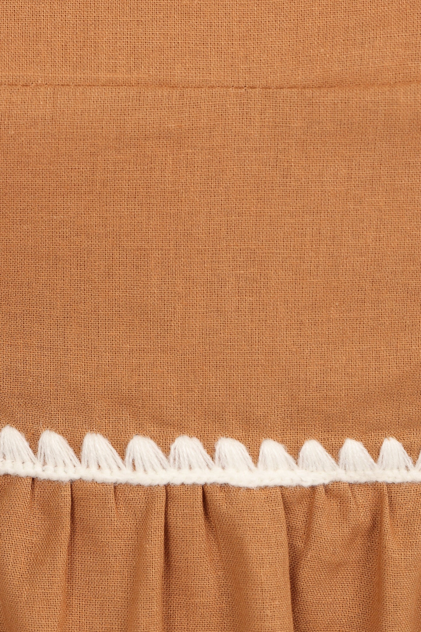 Lino Contrast Trim Midi Dress - Tan White