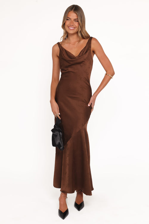 Zabrina Midi Dress - Brown Floral