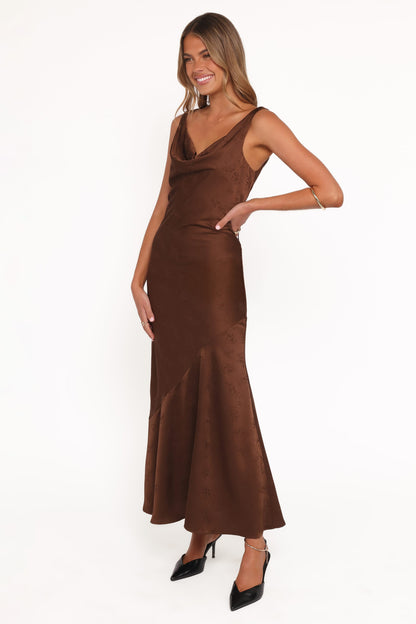 Zabrina Midi Dress - Brown Floral
