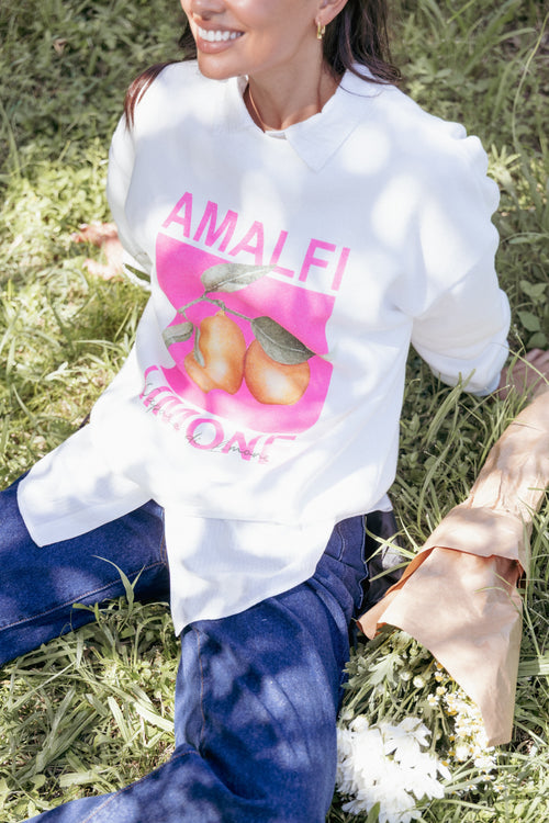 Amalfi Graphic Sweatshirt - White