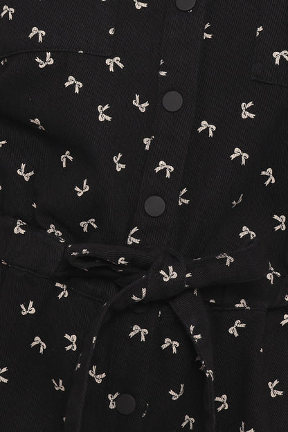 Niqui Long Sleeve Romper - Black Cream