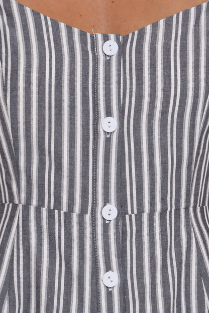 Reesa Romper - Smoke Stripe