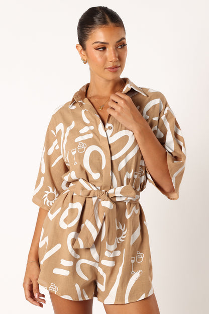 Kellie Romper - Tan