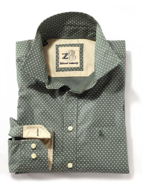 Porter Green Printed Full sleeve single cuff   Cotton Shirt