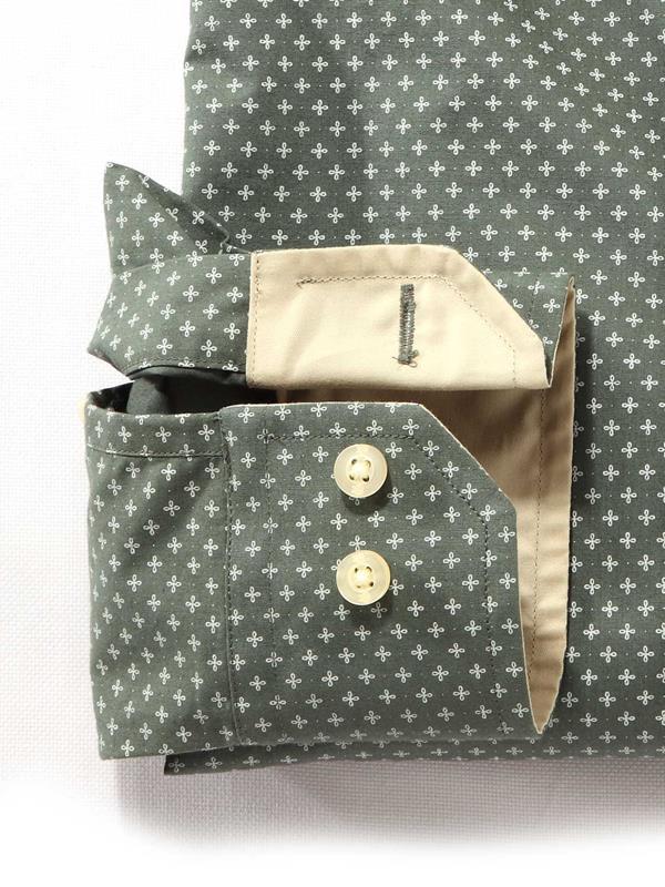 Porter Green Printed Full sleeve single cuff   Cotton Shirt