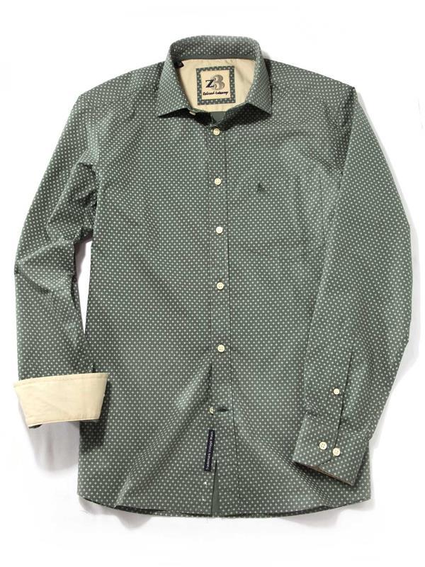 Porter Green Printed Full sleeve single cuff   Cotton Shirt