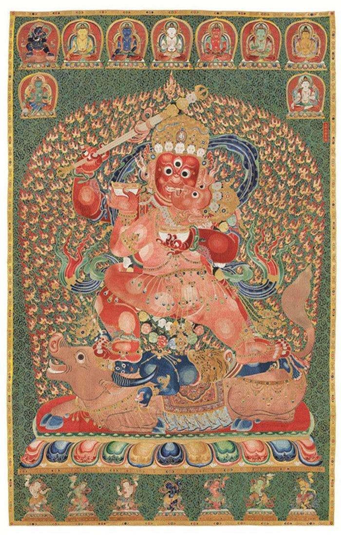 Rakta,Yamari Image - Tibetan thangka painting, front view