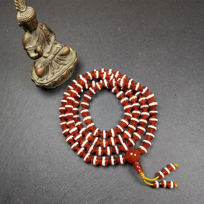 Red Agate Medicine Buddha Bhaisajyaguru Beads Mala,35" - Tibetan Buddhist mala beads, view 5