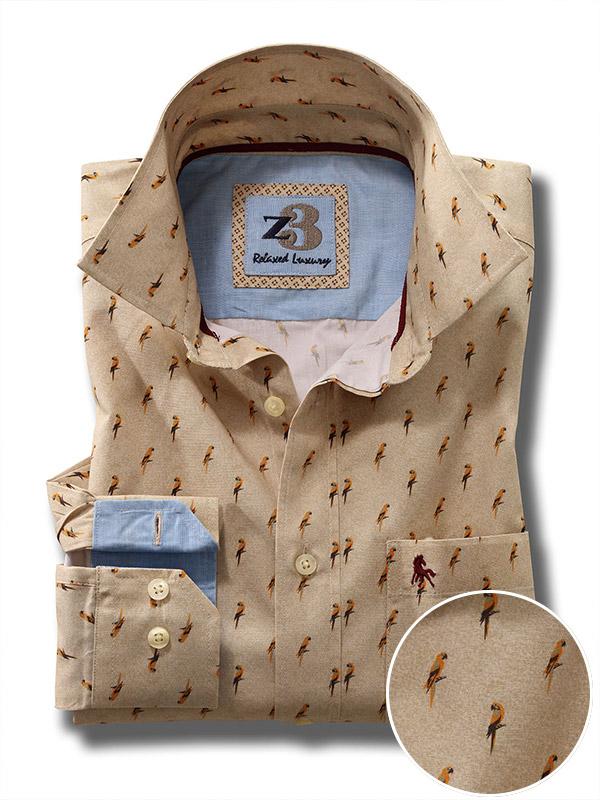 Rio Cream Printed Full sleeve single cuff   Cotton Shirt