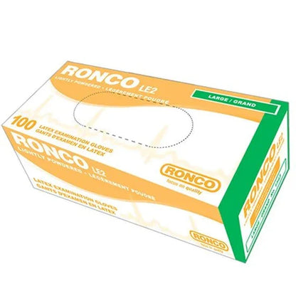 Ronco - Powder Free Latex Gloves LE2 100/Box, X-Large - 1853