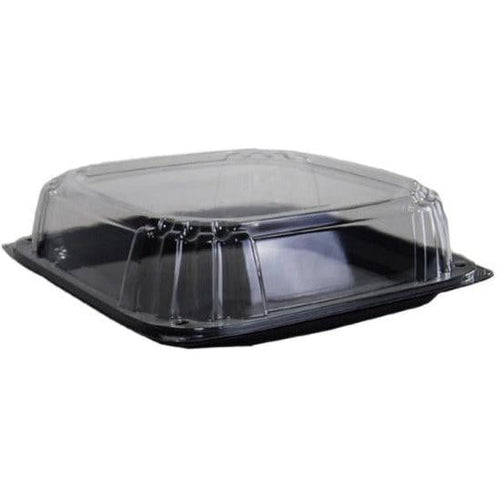 Sabert - Mozaïk 12" Black Square Platter with Clear Dome Lid, 25/Cs - C9312