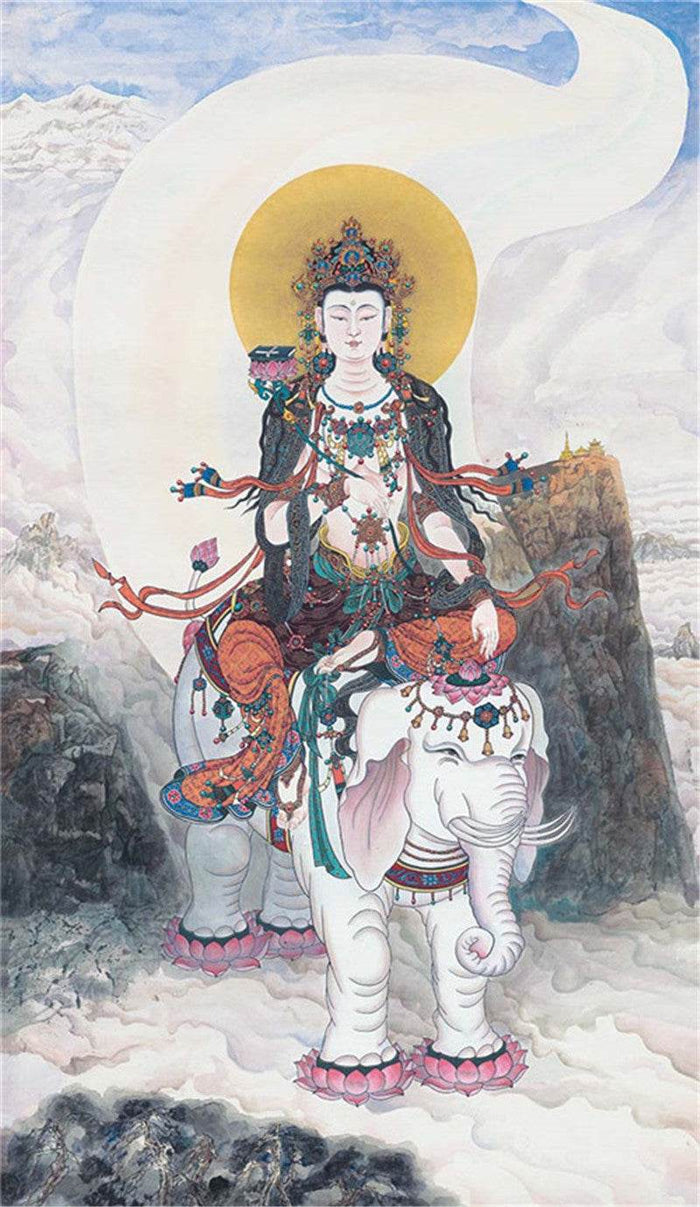 Samantabhadra Image - Tibetan thangka painting, front view