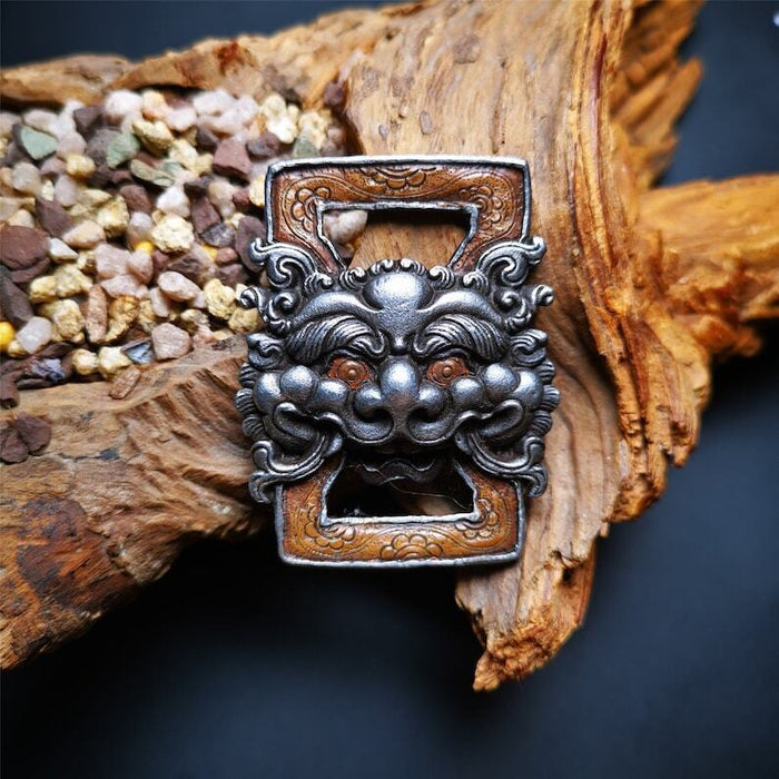 Scripture Book Buckle 2.12" - Tibetan Buddhist art, front view