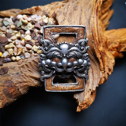 Scripture Book Buckle 2.12" - Tibetan Buddhist art, front view