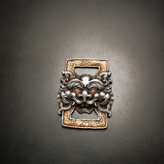 Scripture Book Buckle 2.12" - Tibetan Buddhist art, close-up detail