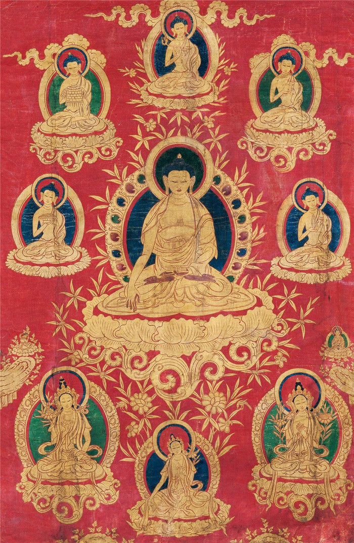 Shakyamuni - 17th Century - Tibetan thangka painting, front view