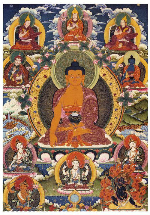 Shakyamuni - 18th Century - Tibetan thangka painting, front view