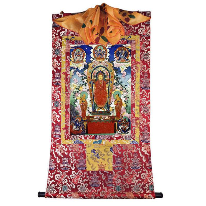 Shakyamuni Buddha: Sandalwood Buddha Image - Tibetan thangka painting, view 7