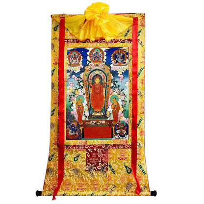 Shakyamuni Buddha: Sandalwood Buddha Image - Tibetan thangka painting, view 8