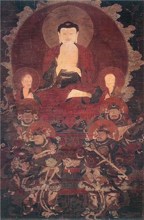 Shakyamuni Image - Tibetan thangka painting, front view