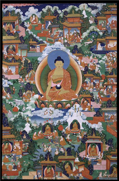 Shakyamuni Image - Tibetan thangka painting, front view