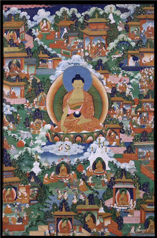 Shakyamuni Image - Tibetan thangka painting, front view