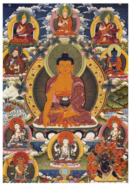 Shakyamuni Image - Tibetan thangka painting, front view
