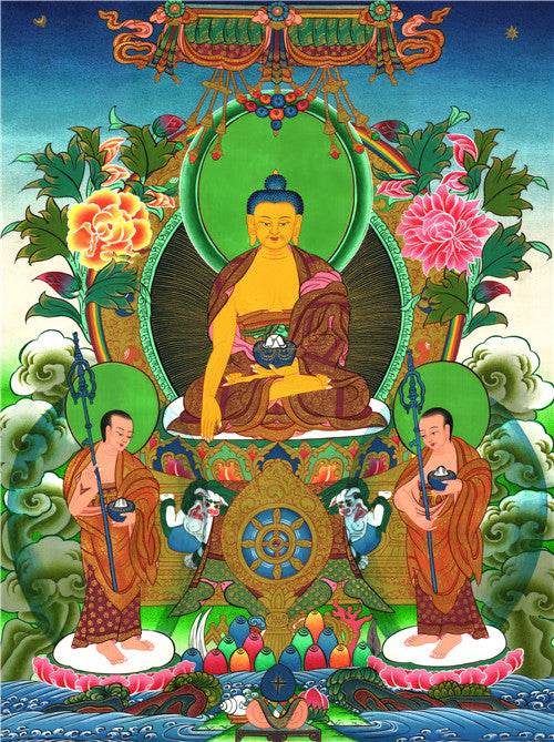 Shakyamuni Image - Tibetan thangka painting, front view