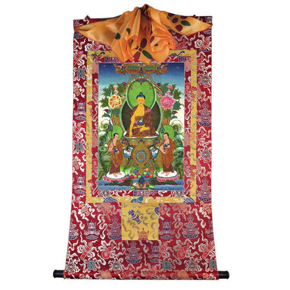Shakyamuni - Tibetan thangka painting, detailed view