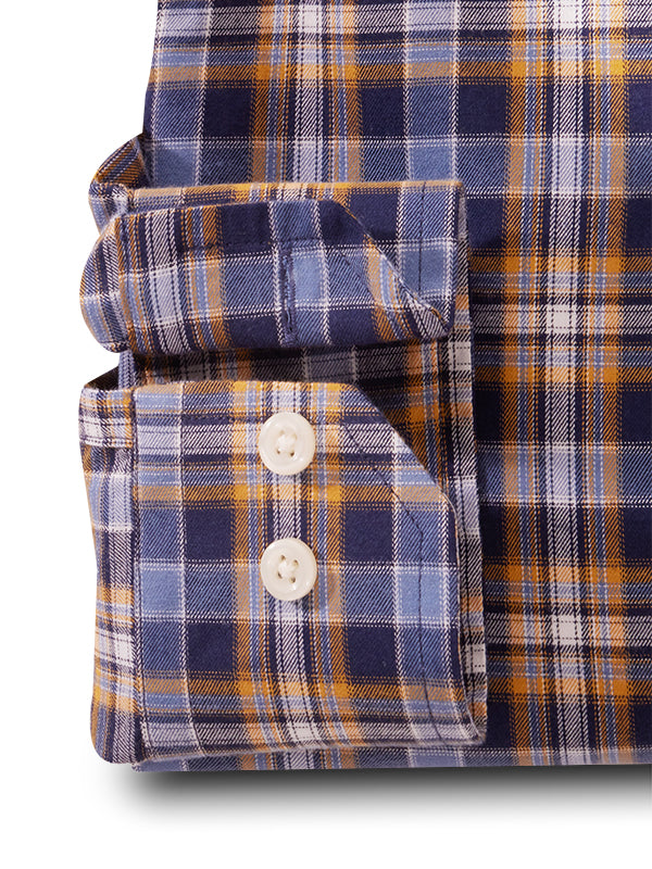 Shearer Twill Navy Check Full Sleeve Tailored Fit Casual Cotton Shirt