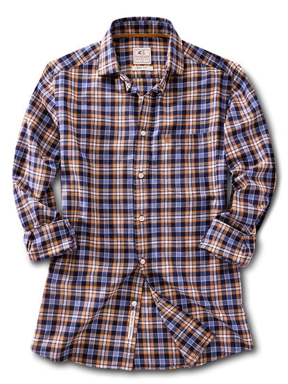 Shearer Twill Navy Check Full Sleeve Tailored Fit Casual Cotton Shirt