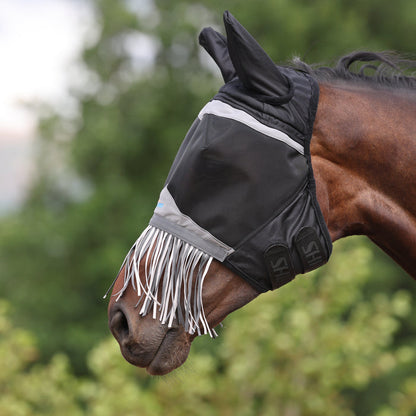 Shires FlyGuard Pro Fine Mesh Fly Mask with Ears &  Nose Fringe