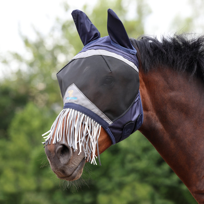 Shires FlyGuard Pro Fine Mesh Fly Mask with Ears &  Nose Fringe